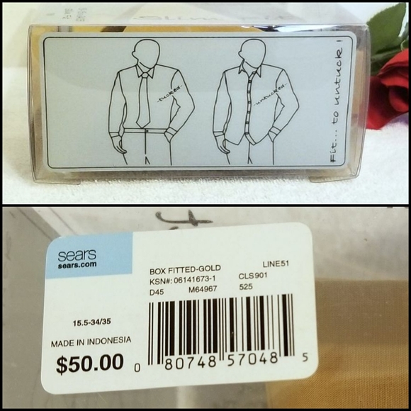 🆕️ Pierre Cardin Fitted Med Gold Shirt & Tie Set - Picture 6 of 6